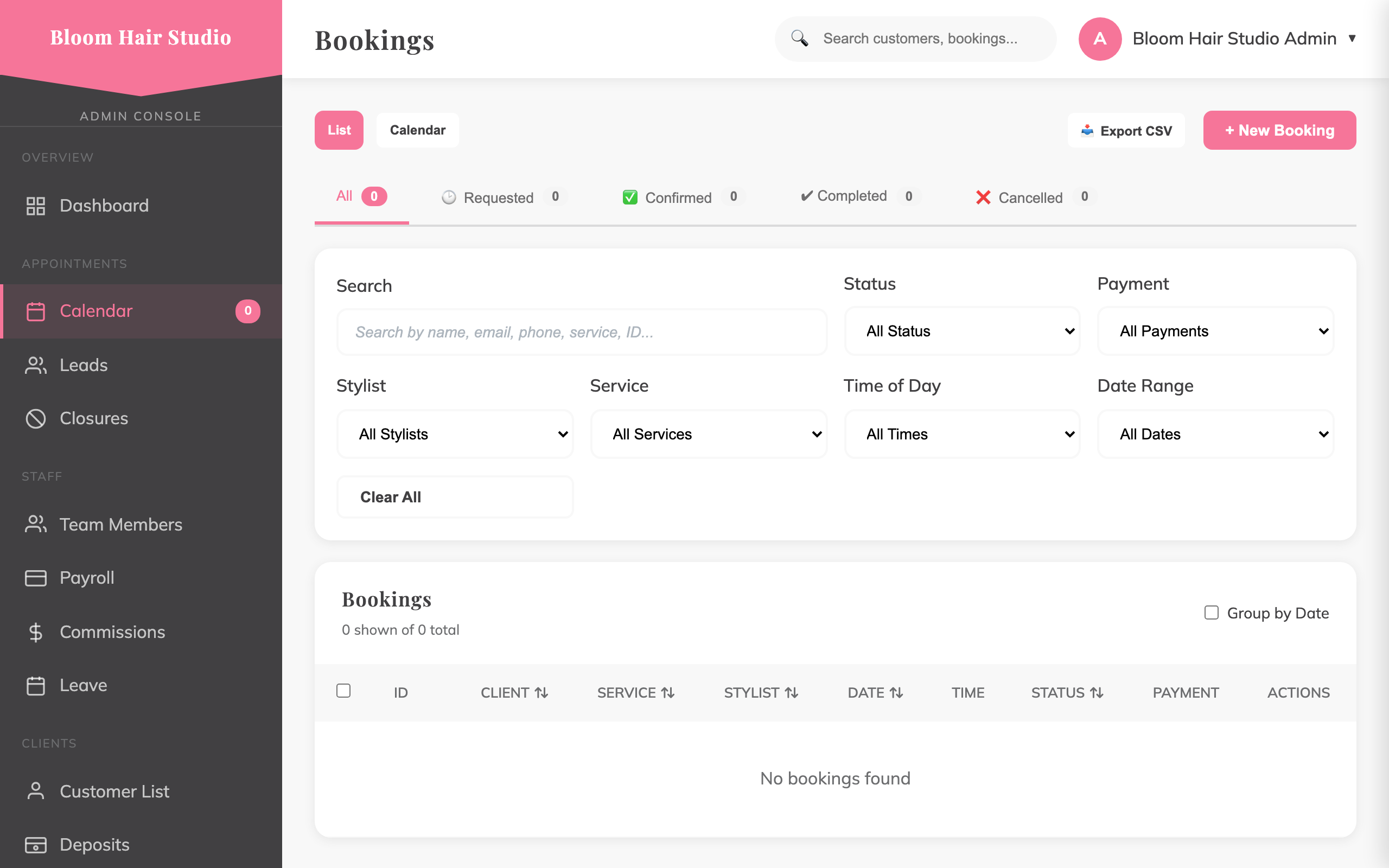 Smart booking calendar